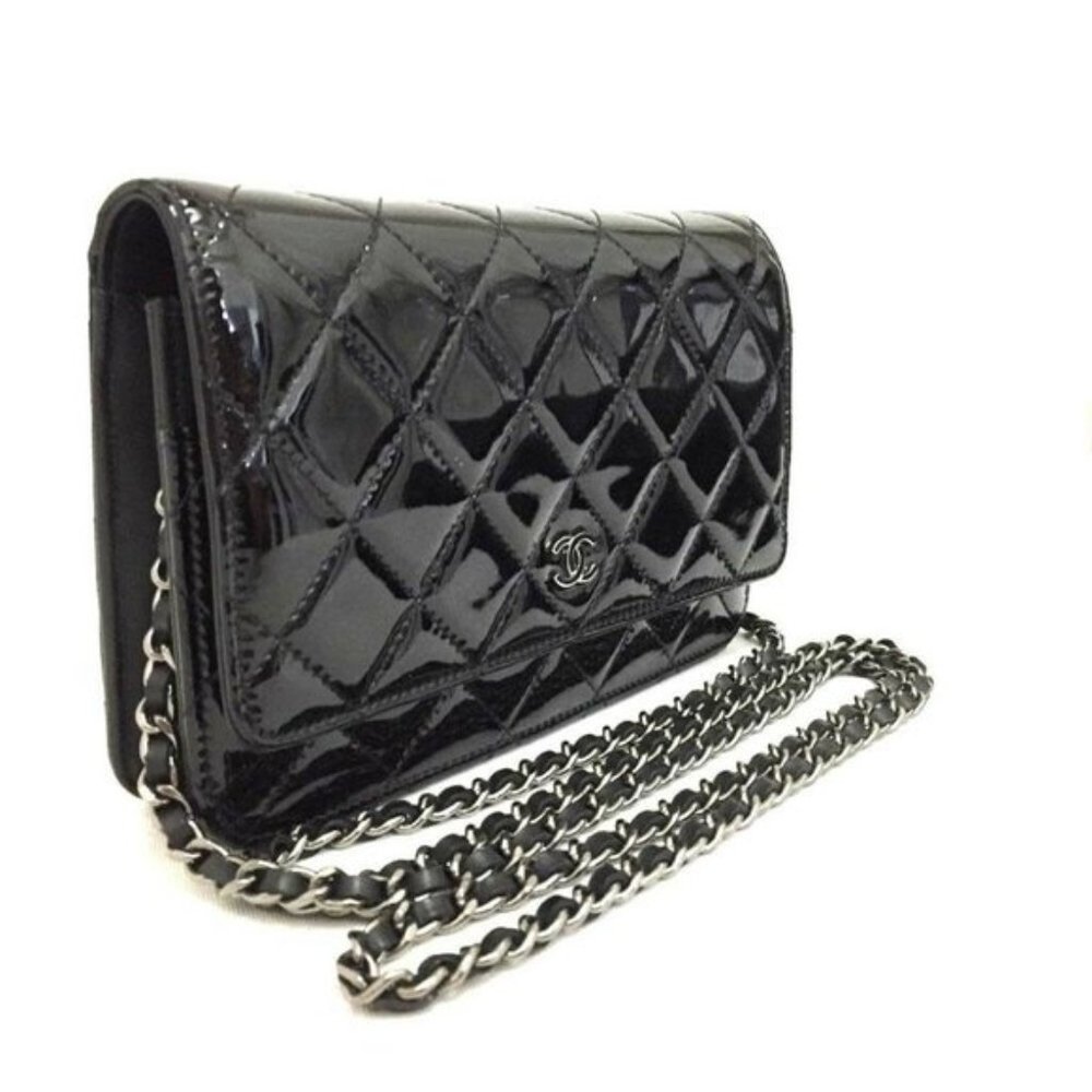 CHANEL Quilted Patent Wallet On Chain WOC BrandNew - Picture 5 of 16